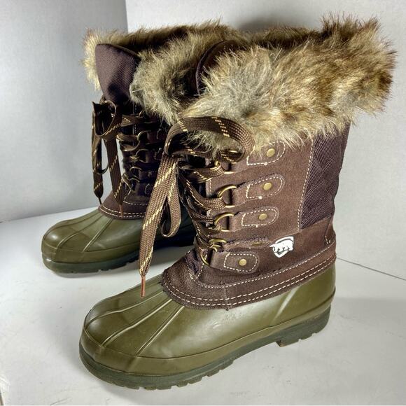 ARCTIC SHIELD leather fur lined lace up snow boots winter gorpcore duck boot - Picture 1 of 10